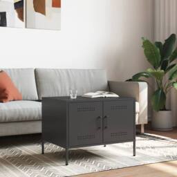 Berkfield Home Coffee Table Black 68x50x50.5 cm Steel - thumbnail 2