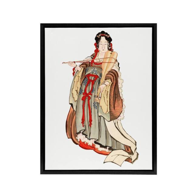 "Artery8 Benten Goddess Of Love Framed Canvas Wall Art Print Katsushika Hokusai in Orange - Size: W12"" x H16""" - image 1