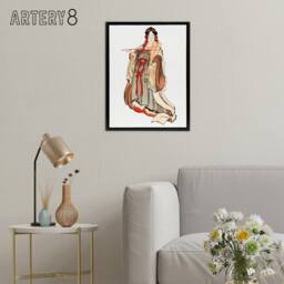 "Artery8 Benten Goddess Of Love Framed Canvas Wall Art Print Katsushika Hokusai in Orange - Size: W12"" x H16""" - thumbnail 3