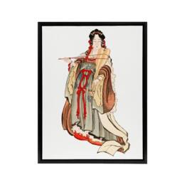 "Artery8 Benten Goddess Of Love Framed Canvas Wall Art Print Katsushika Hokusai in Orange - Size: W12"" x H16""" - thumbnail 1