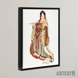 "Artery8 Benten Goddess Of Love Framed Canvas Wall Art Print Katsushika Hokusai in Orange - Size: W12"" x H16""" - thumbnail 2