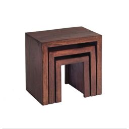 Indian Hub Toko Dark Mango Nest of 3 Tables - Solid Mango Wood - L30xW46xH46 cm in Brown - thumbnail 1