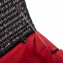 Red Hamper Wicker 45cm Empty Black Willow Picnic Basket with Cotton Lining in Red - thumbnail 5