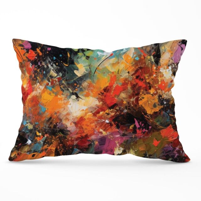 Warren Reed - Designer A Vibrant Abstract Painting Cushions in Orange - Size: 45 cm x 45 cm - image 1