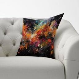 Warren Reed - Designer A Vibrant Abstract Painting Cushions in Orange - Size: 45 cm x 45 cm - thumbnail 2
