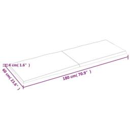 Berkfield Home Table Top Dark Grey 180x60x(2-4) cm Treated Solid Wood Live Edge in Dark Brown - thumbnail 9