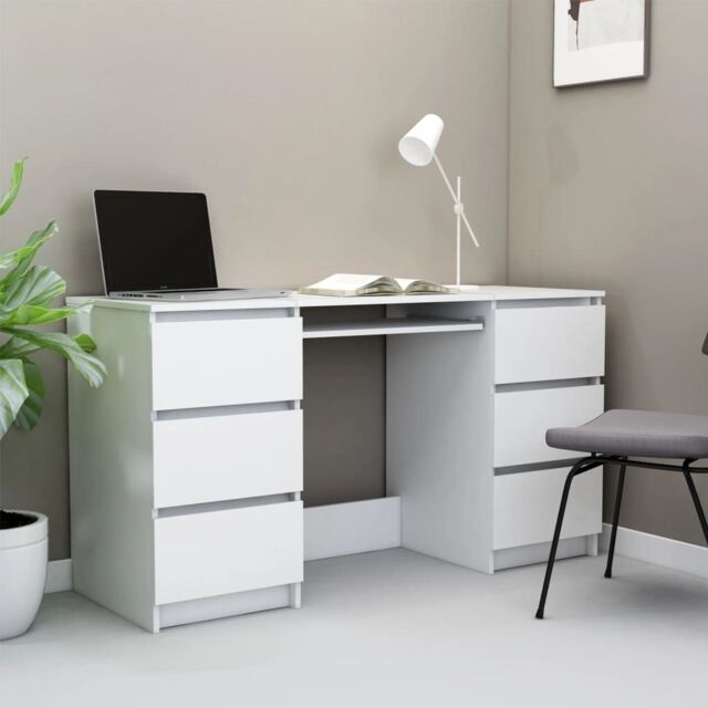 Berkfield Home Writing Desk White 140x50x77 cm Engineered Wood - Size: 140 x 50 x 77 cm - image 1
