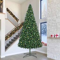 Berkfield Home Christmas Tree with Decorative String Lights Green 400 cm PVC - thumbnail 1