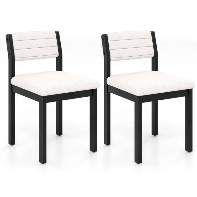 Costway 2 Pcs Imitation Lamb Fleece Home Chair Modern Dining Chairs in White - image 1