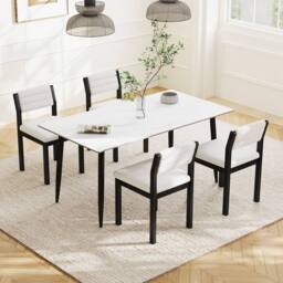 Costway 2 Pcs Imitation Lamb Fleece Home Chair Modern Dining Chairs in White - thumbnail 9