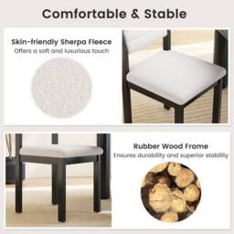 Costway 2 Pcs Imitation Lamb Fleece Home Chair Modern Dining Chairs in White - thumbnail 4