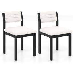 Costway 2 Pcs Imitation Lamb Fleece Home Chair Modern Dining Chairs in White