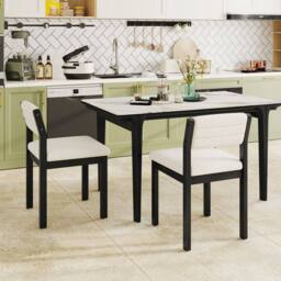 Costway 2 Pcs Imitation Lamb Fleece Home Chair Modern Dining Chairs in White - thumbnail 8