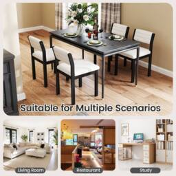 Costway 2 Pcs Imitation Lamb Fleece Home Chair Modern Dining Chairs in White - thumbnail 5