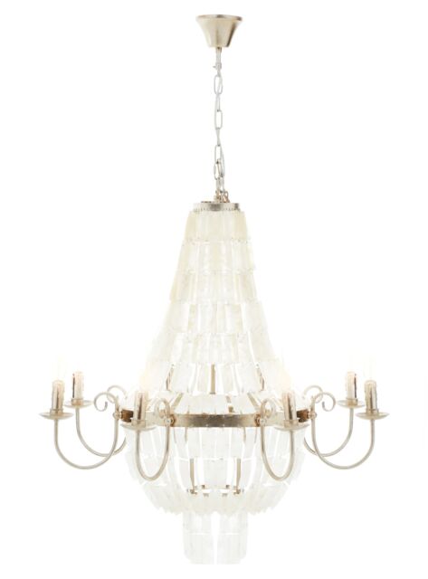 Orsina Industrial Teardrop Chandelier with Cascading Seashells, 8-Bulb Silver Leaf Finish Hanging Light - image 1