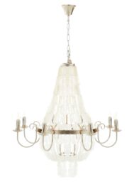 Orsina Industrial Teardrop Chandelier with Cascading Seashells, 8-Bulb Silver Leaf Finish Hanging Light - thumbnail 3
