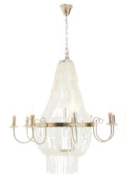 Orsina Industrial Teardrop Chandelier with Cascading Seashells, 8-Bulb Silver Leaf Finish Hanging Light - thumbnail 2