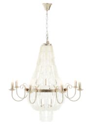 Orsina Industrial Teardrop Chandelier with Cascading Seashells, 8-Bulb Silver Leaf Finish Hanging Light