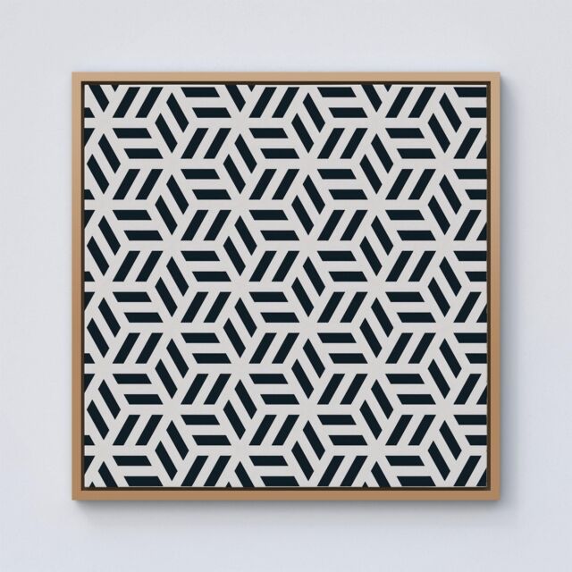 Warren Reed - Designer Geometric Monochrome Hexagonal Pattern Framed Canvas in Light Brown - Size: w40 inch x h40 inch - image 1