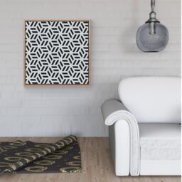 Warren Reed - Designer Geometric Monochrome Hexagonal Pattern Framed Canvas in Light Brown - Size: w40 inch x h40 inch - thumbnail 2