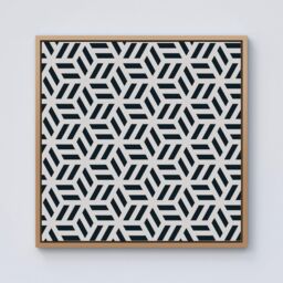 Warren Reed - Designer Geometric Monochrome Hexagonal Pattern Framed Canvas in Light Brown - Size: w40 inch x h40 inch - thumbnail 1