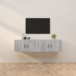 Berkfield Home Wall-mounted TV Cabinets 2 pcs Grey Sonoma 80x34.5x40 cm - thumbnail 1