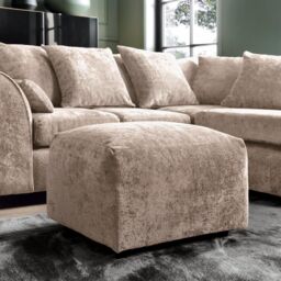 Abakus Direct Harriet Crushed Chenille Footstool in Cream
