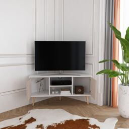 "Decorotika Lesson 120 cm Corner TV Unit for TVs up to 51"" in Light Beige" - thumbnail 3