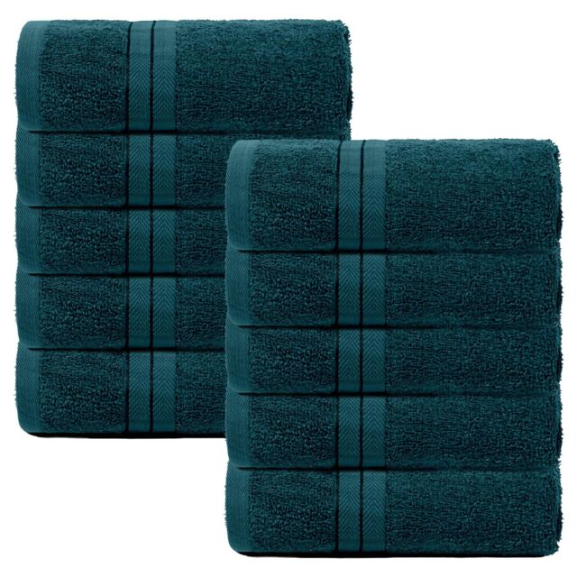 OHS 10 Pack of 100% Cotton Bathroom Hand Towel in Teal - image 1