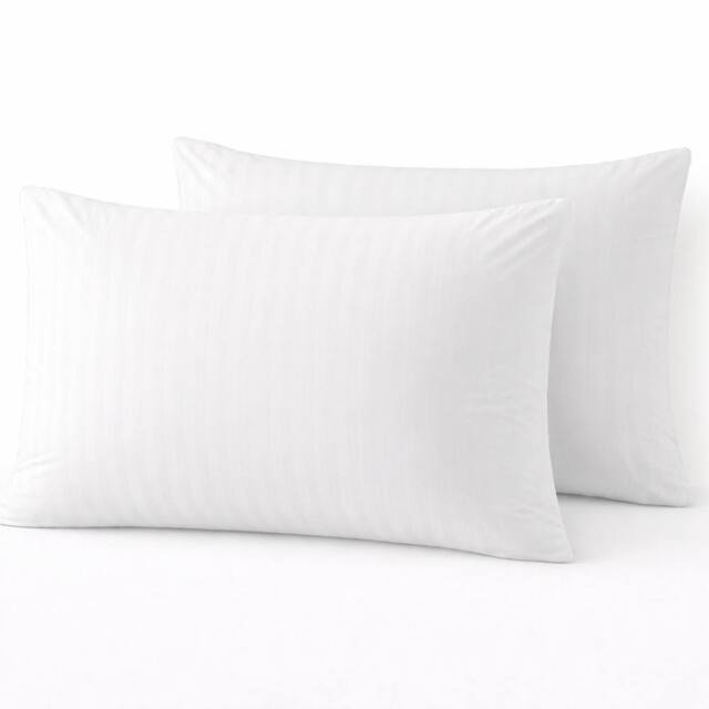 Homes-Linen Microfiber Stripe Pillowcases Set of 2 Hotel Quality in White - Size: Standard Pillow Case