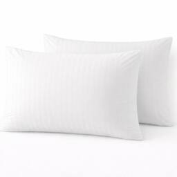 Homes-Linen Microfiber Stripe Pillowcases Set of 2 Hotel Quality in White - Size: Standard Pillow Case - thumbnail 1