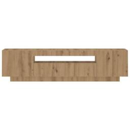 Berkfield Home TV Cabinet with LED Lights Artisan Oak 160x35x40 cm Engineered Wood in Brown - Size: 160 x 35 x 40 cm - thumbnail 7
