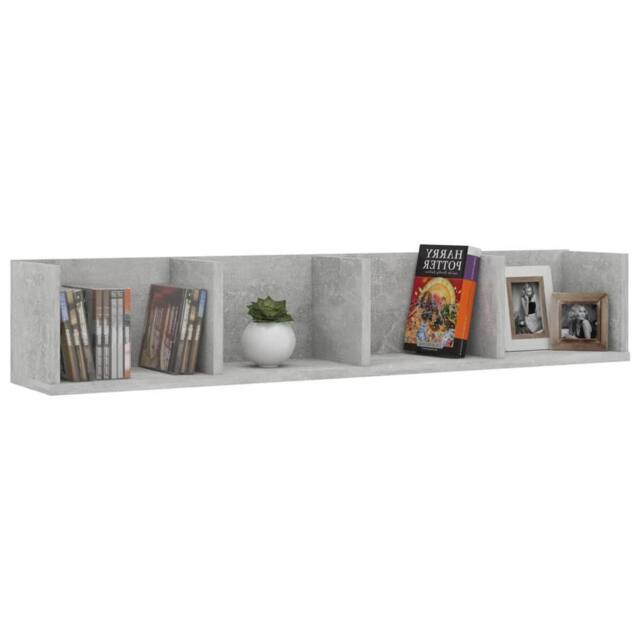 Berkfield Home Durable CD Wall Shelf Concrete Grey 100x18x18 cm Engineered Wood - Size: 100 x 18 x 18 cm - image 1