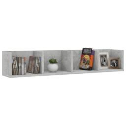 Berkfield Home Durable CD Wall Shelf Concrete Grey 100x18x18 cm Engineered Wood - Size: 100 x 18 x 18 cm