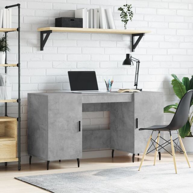 Berkfield Home Desk Concrete Grey 140x50x75 cm Engineered Wood - Size: 140 x 50 x 75 cm - image 1