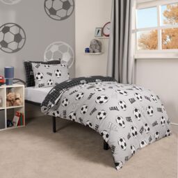 OHS Football Duvet Cover Set Reversible Kids Bedding Quilt Pillowcase in Grey - Size: Single - thumbnail 1