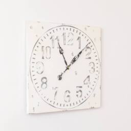 Melody Maison Antique Distressed White Square Clock With Grey Details - 50cm X 50cm - Size: 50 cm X 50 cm - thumbnail 6