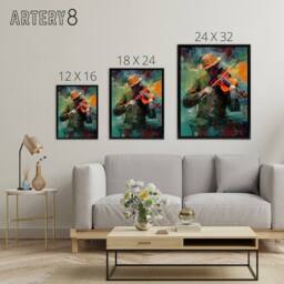 "Artery8 Violinist Musician Playing Violin Music Framed Canvas Wall Art Print - Size: W12"" x H16""" - thumbnail 4