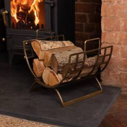 Charles Bentley Antique Gold Coloured Folding Log Holder 35x31x41cm - Size: 35 x 31 x 41 cm - thumbnail 2