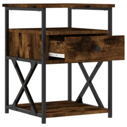 Berkfield Home Bedside Cabinet Smoked Oak 40x42x55 cm Engineered Wood in Brown - Size: 40 x 42 x 55 cm - thumbnail 6