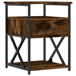 Berkfield Home Bedside Cabinet Smoked Oak 40x42x55 cm Engineered Wood in Brown - Size: 40 x 42 x 55 cm - thumbnail 2