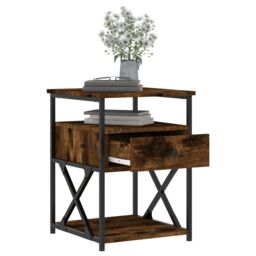 Berkfield Home Bedside Cabinet Smoked Oak 40x42x55 cm Engineered Wood in Brown - Size: 40 x 42 x 55 cm - thumbnail 4