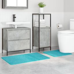 Berkfield Home 2 Piece Bath Mat Set Turquoise Polypropylen Non-Slip - Size: Medium - thumbnail 2