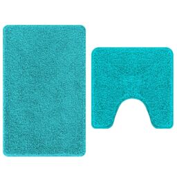 Berkfield Home 2 Piece Bath Mat Set Turquoise Polypropylen Non-Slip - Size: Medium - thumbnail 5