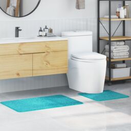 Berkfield Home 2 Piece Bath Mat Set Turquoise Polypropylen Non-Slip - Size: Medium