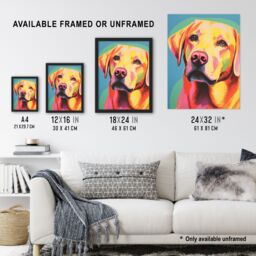 Artery8 Wall Art Print Labrador Retriever Retro Screen Risograph Dog Artwork Spot Block Colour Duotone Riso Interior Design Art Framed - Size: A4 - thumbnail 3