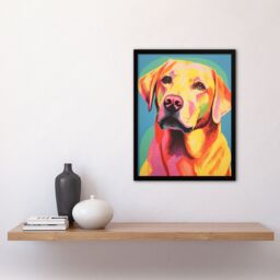 Artery8 Wall Art Print Labrador Retriever Retro Screen Risograph Dog Artwork Spot Block Colour Duotone Riso Interior Design Art Framed - Size: A4 - thumbnail 4
