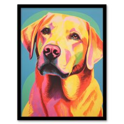 Artery8 Wall Art Print Labrador Retriever Retro Screen Risograph Dog Artwork Spot Block Colour Duotone Riso Interior Design Art Framed - Size: A4 - thumbnail 1