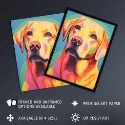 Artery8 Wall Art Print Labrador Retriever Retro Screen Risograph Dog Artwork Spot Block Colour Duotone Riso Interior Design Art Framed - Size: A4 - thumbnail 2
