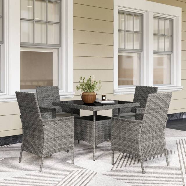 OUTSUNNY 4 Seater Rattan Garden Furniture Set with Cushion in Grey - image 1